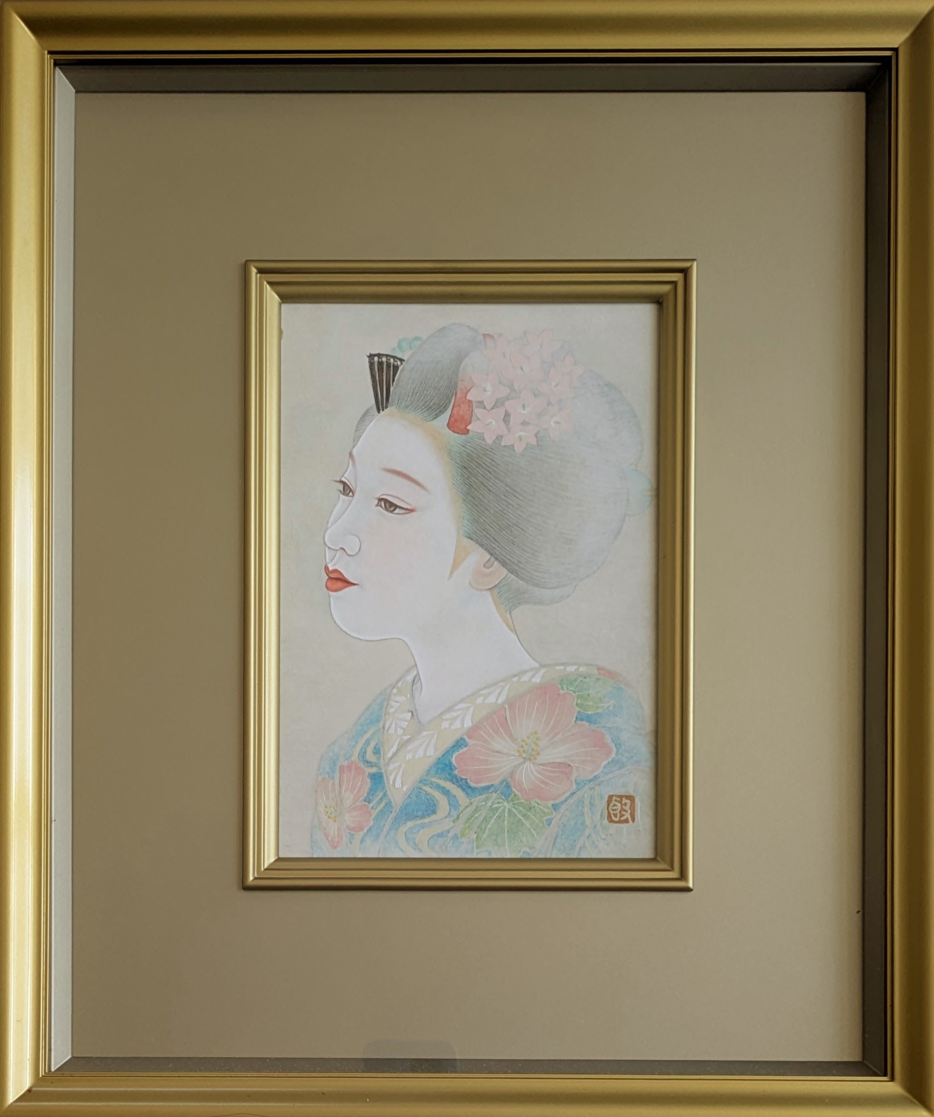 小西敦雄 日本画 「舞妓」 高級額装・共シール | ASE OFFICIAL STORE -