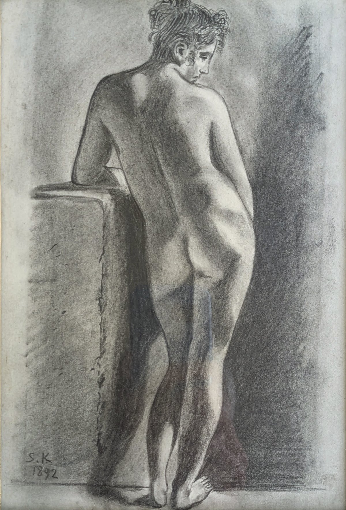 黒田清輝 素描（木炭画） 「裸婦」 手彫り古額装 | ASE OFFICIAL STOR