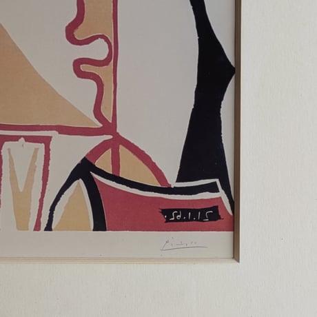 パブロ・ピカソ　版画（リノカット）　「ジャクリーヌ」　サイン　額装