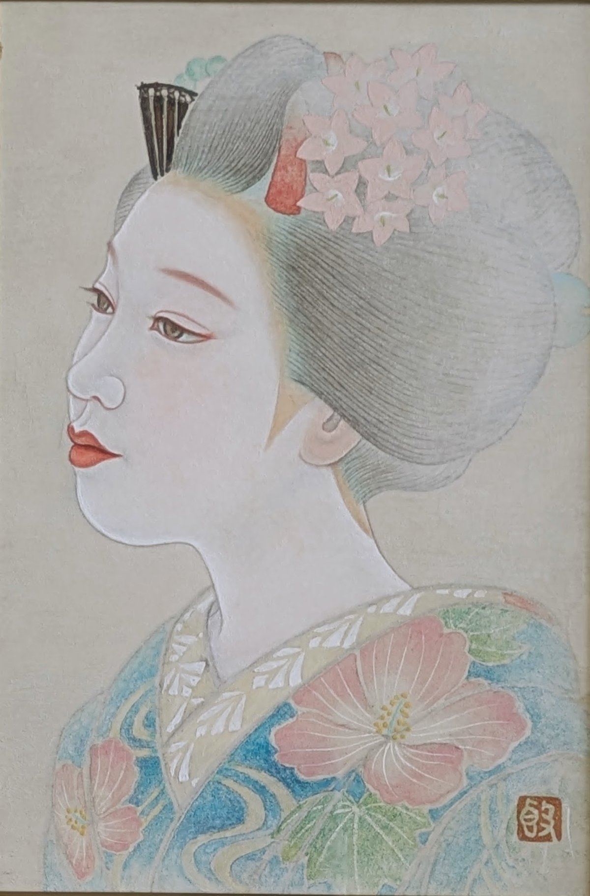 小西敦雄 日本画 「舞妓」 高級額装・共シール | ASE OFFICIAL STORE -