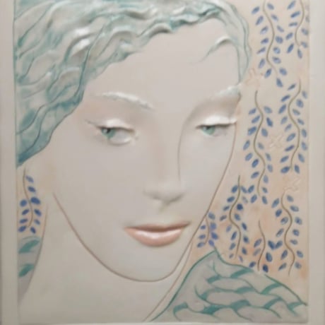 フランク・ガロ　陶板レリーフ画　「女性像（4点）」　限定200　専用額1点