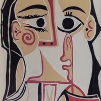パブロ・ピカソ　版画（リノカット）　「ジャクリーヌ」　サイン　額装