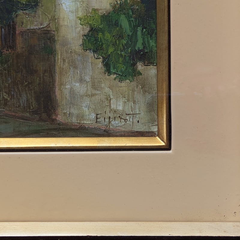 田辺栄次郎 油彩画 「スペイン ゴルドバの街景」 サイン(名刺 田辺栄次郎 油彩画 「スペイン ゴルドバの街景」 サイン(名刺