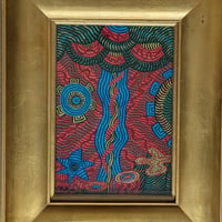 金子治男　油彩（アクリル画）　「紐の滝」　共シール　高級額装　サイン入