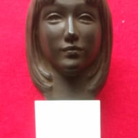 舟越保武　ブロンズ彫刻　「K嬢」　大理石台座（銘板付き）