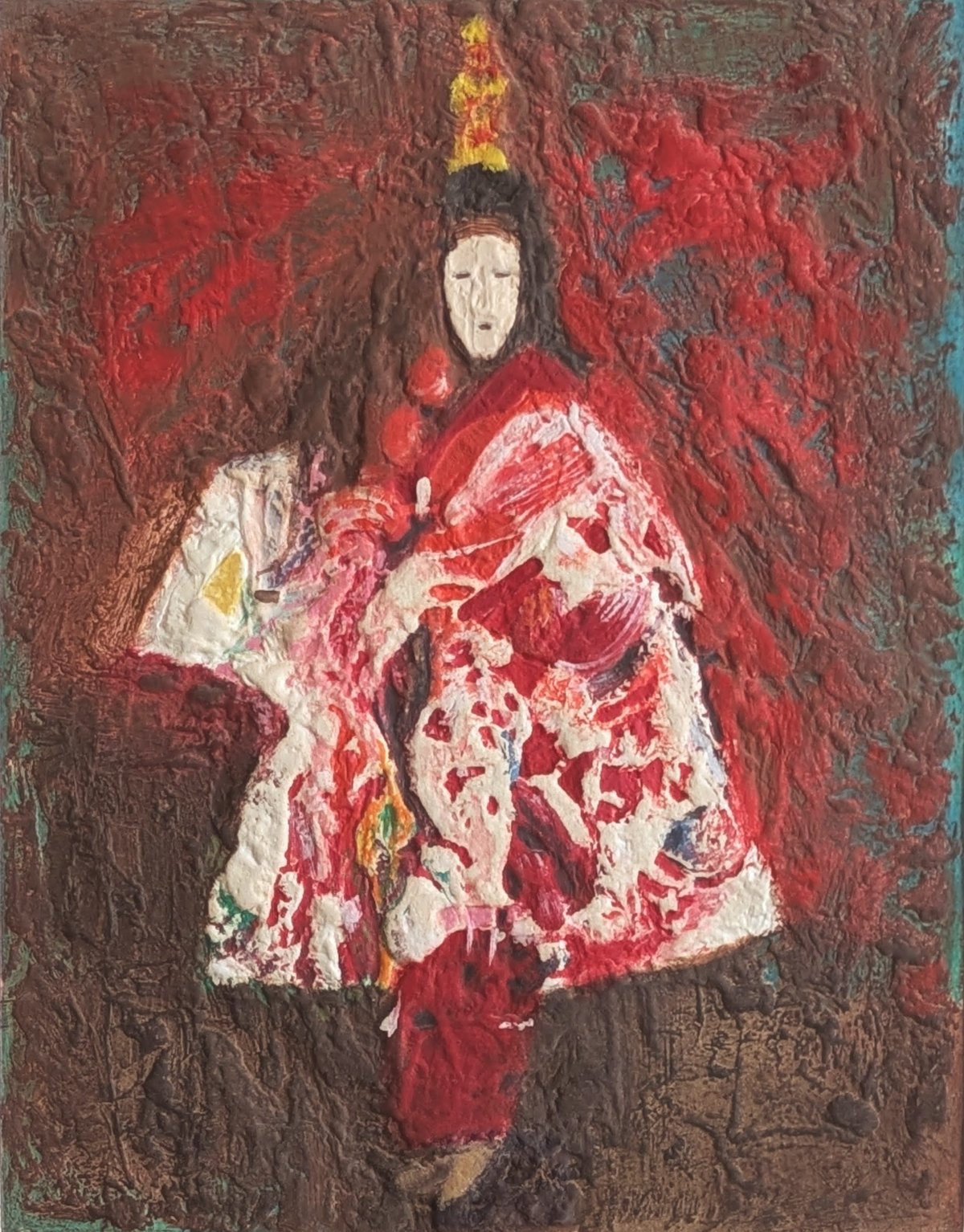 森田 茂 版画（カーボランダム） 「黒川能」 高級額装 限定100部 自筆