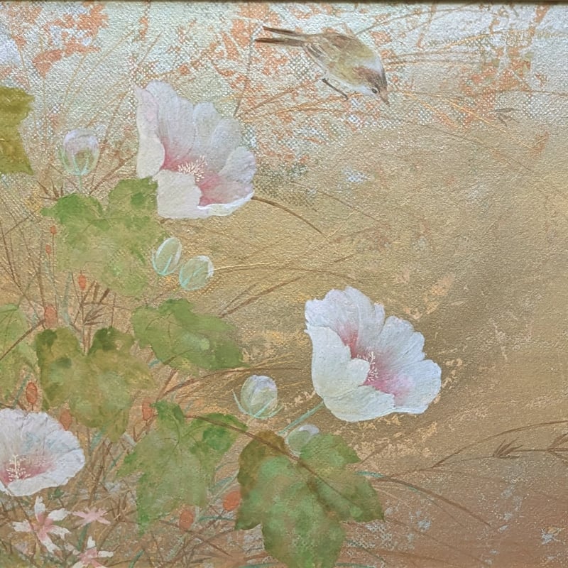 鳥山 玲 日本画 「秋野」 高級額装 共シール 落款・印譜 美品 | ASE