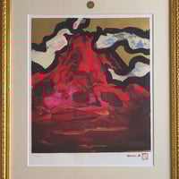 奥田元宋 版画（リトグラフ） 「霧雨の湖」 豪華・高級額装 保証書添付