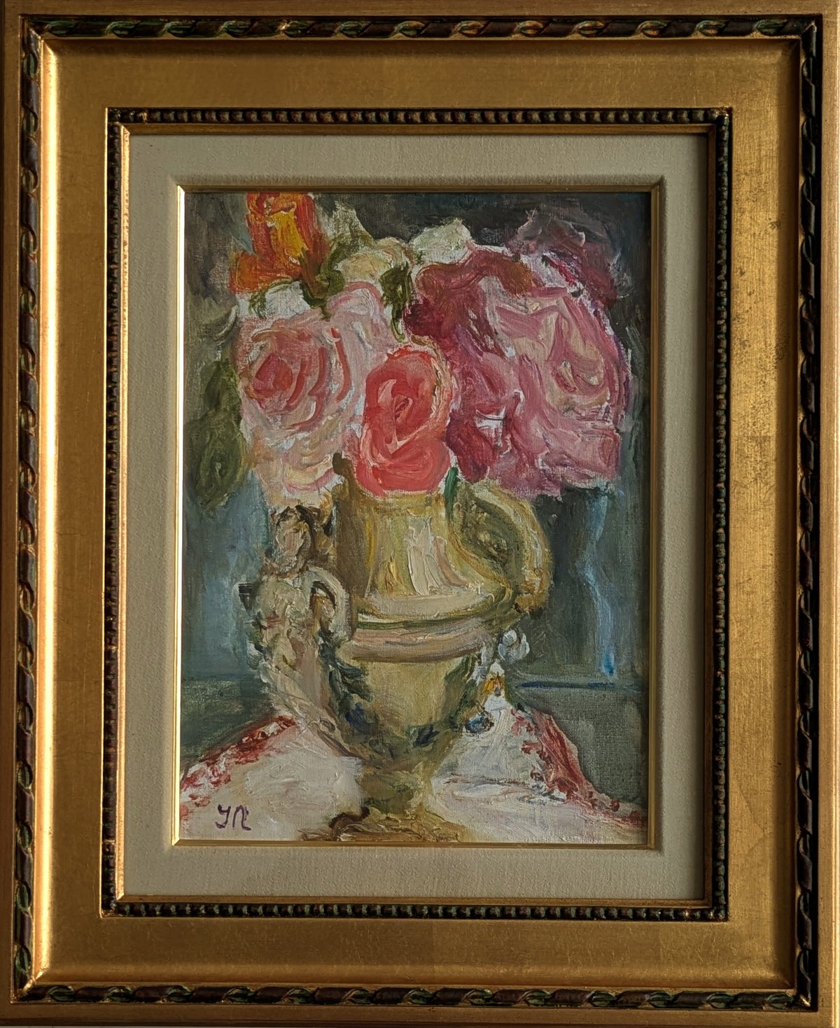 仲田好江 油彩画 花瓶の花 fit=scale-down,w=1200