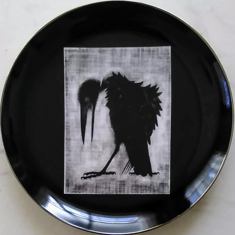 加山又造 絵皿 「カラス」 制作説明書添付 署名印 | ASE OFFICIAL STORE