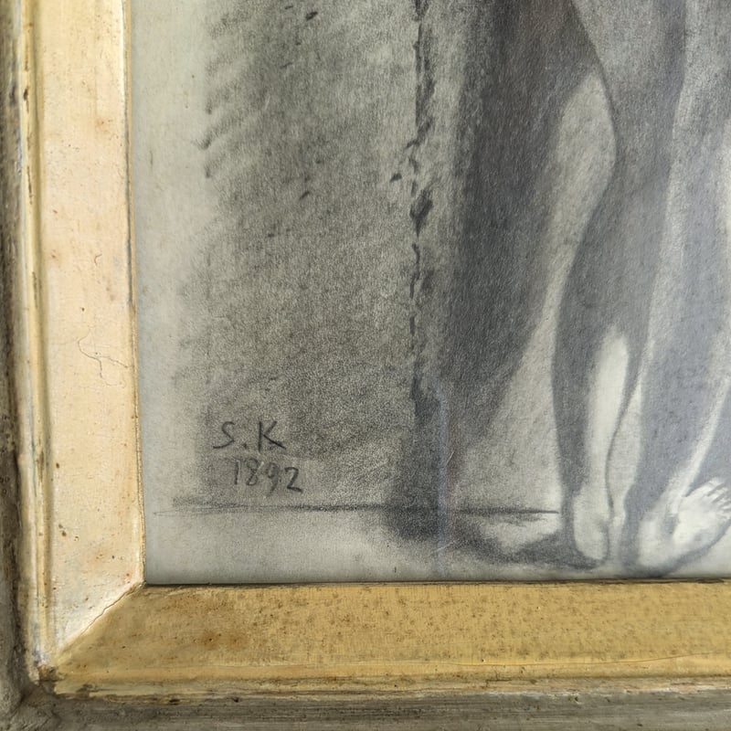 黒田清輝 素描（木炭画） 「裸婦」 手彫り古額装 | ASE OFFICIAL STOR