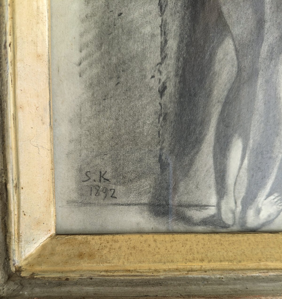 黒田清輝 素描（木炭画） 「裸婦」 手彫り古額装 | ASE OFFICIAL STOR