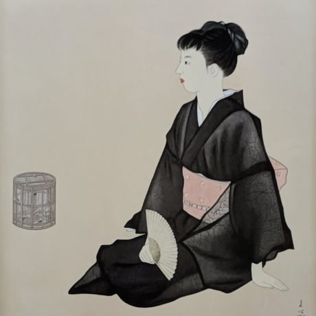 中村貞以　陶板画　「爽涼」　高級額装　ノリタケチャイナ制作
