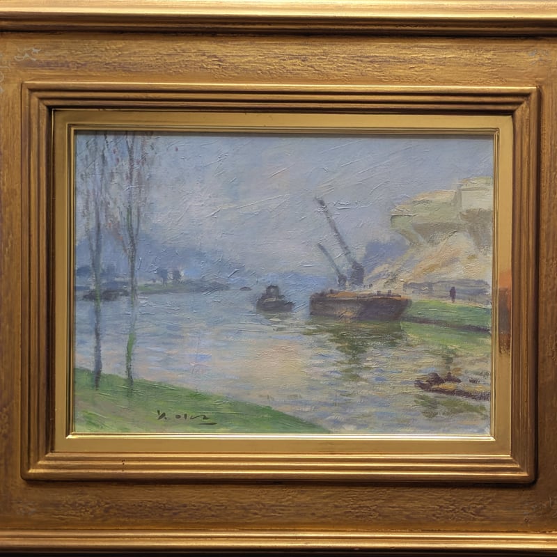 岡 義実 油彩画 「マルヌ河」 豪華・高級額装 自筆署名 | ASE OFFICIAL