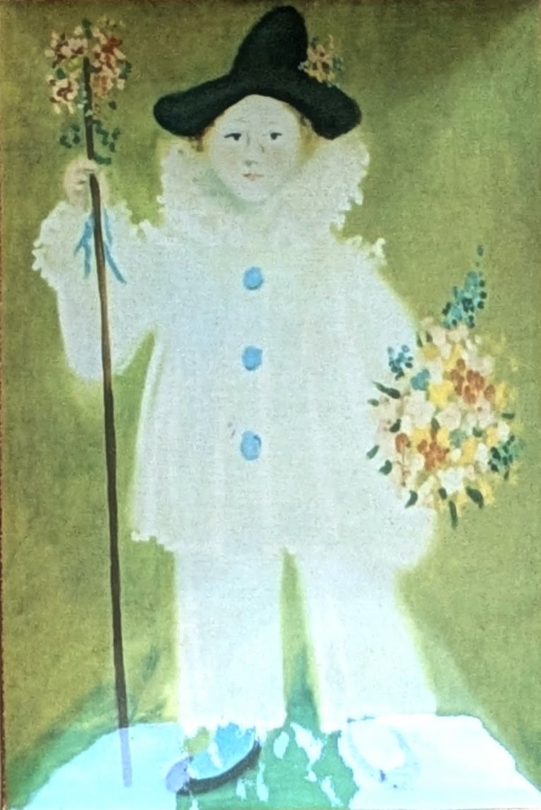 パブロ・ピカソ 陶板画 「花束を持つピエロに扮したパウロ」 特別額装
