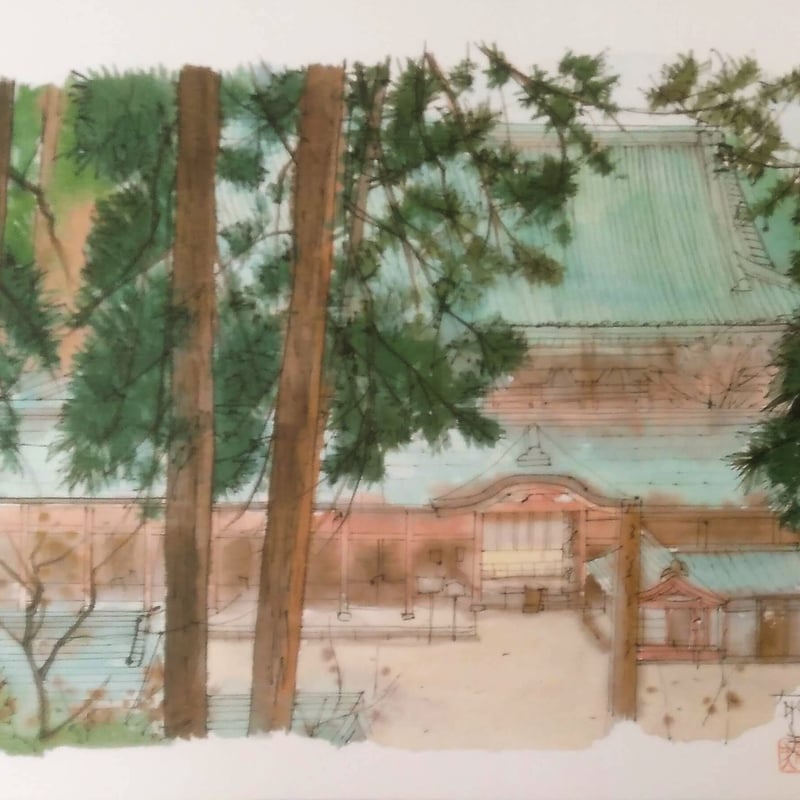 平山郁夫 巧芸画（複製） 「平成洛中洛外図・素描6枚組」 専用額1点付