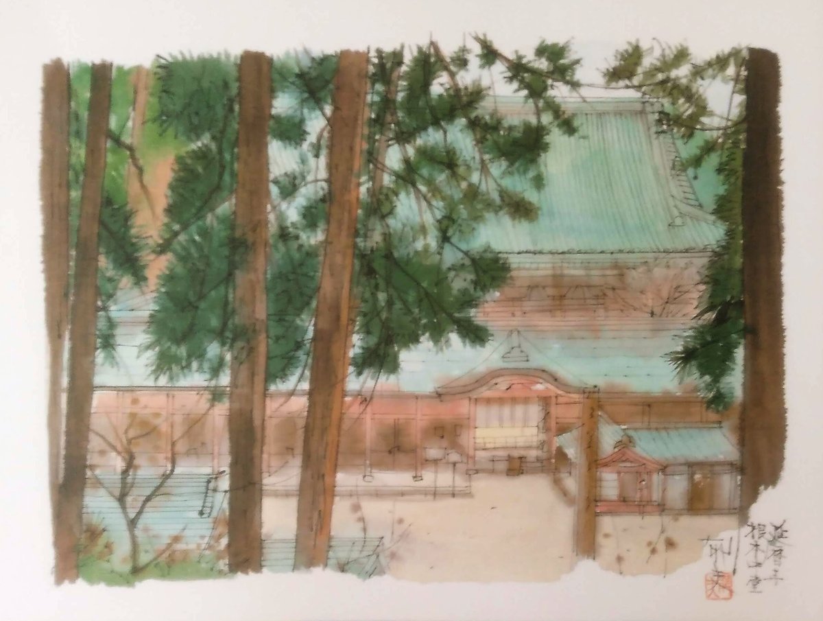 平山郁夫 巧芸画（複製） 「平成洛中洛外図・素描6枚組」 専用額1点付