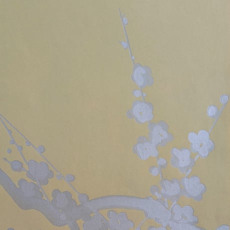 加山又造　木版画（手摺）　「千羽鶴・白梅2点組」　専用額1点付き