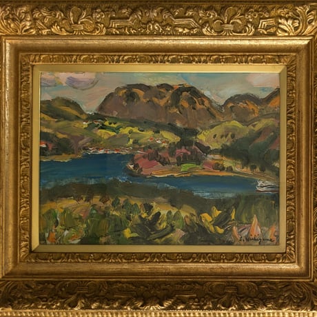 西山真一　油彩（油絵）　「箱根」　　豪華・高級額装