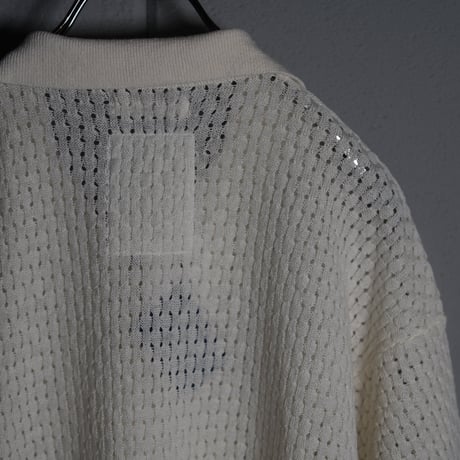 "rinoneca"  Linen 12 Gauge Knit Open Collar Shirts