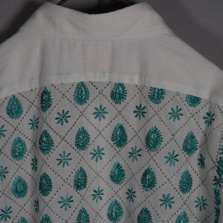 "PERIOD FEATURES"  Cotton SILK Hand-Embroidered Shirt