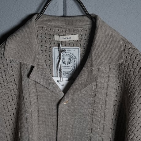 "rinoneca"  Linen 12 Gauge Knit Open Collar Shirts