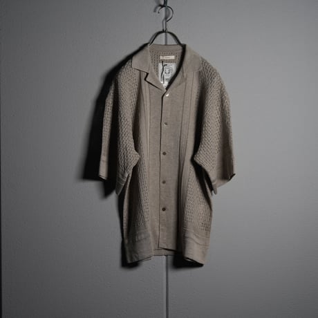 "rinoneca"  Linen 12 Gauge Knit Open Collar Shirts