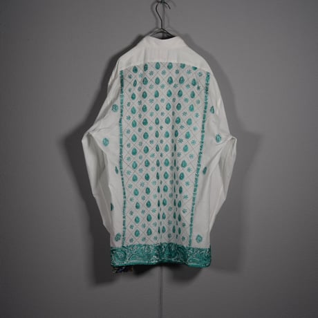 "PERIOD FEATURES"  Cotton SILK Hand-Embroidered Shirt