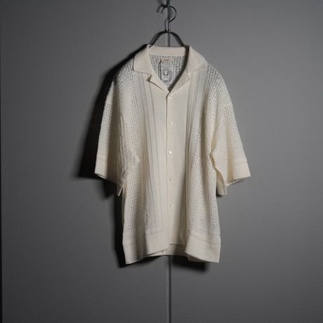 "rinoneca"  Linen 12 Gauge Knit Open Collar Shirts