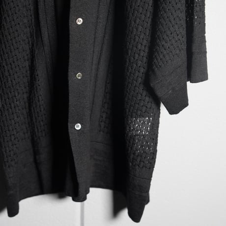 "rinoneca"  Linen 12 Gauge Knit Open Collar Shirts