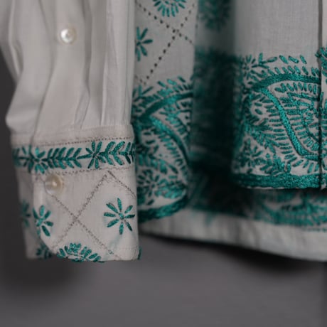 "PERIOD FEATURES"  Cotton SILK Hand-Embroidered Shirt