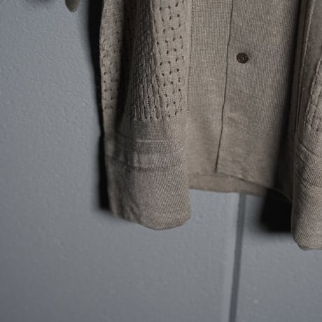 "rinoneca"  Linen 12 Gauge Knit Open Collar Shirts