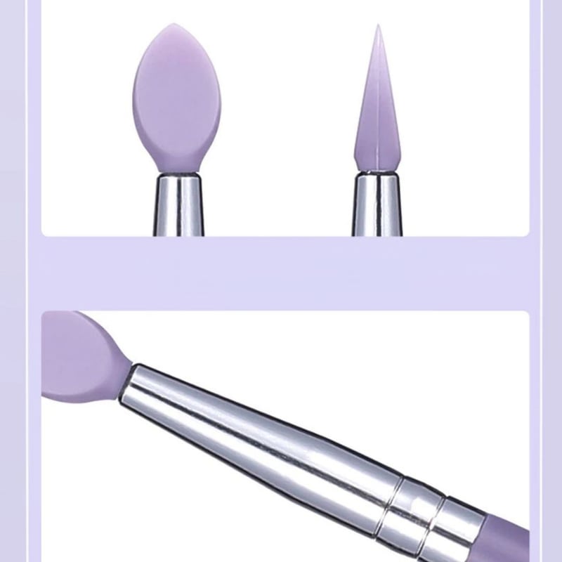 3 個のシリコンメイクブラシ【パープル】