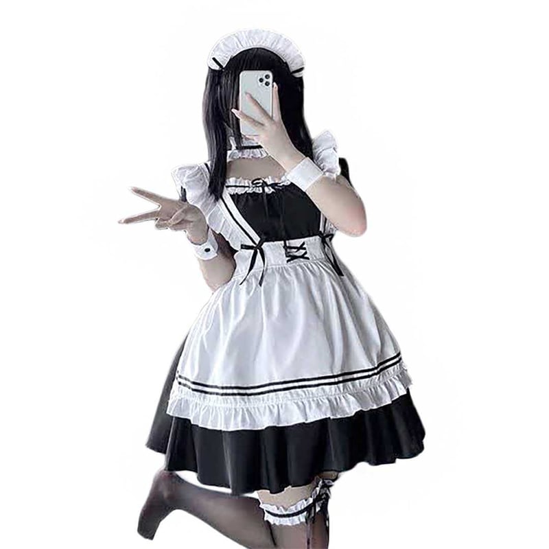 メイド服 ホワイト ブラック ハロウィン コスプレ メイド 定番 メイド