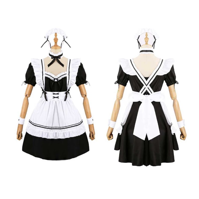 メイド服 ホワイト ブラック ハロウィン コスプレ メイド 定番 メイド