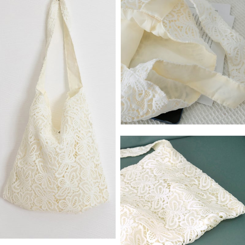 トートバッグ 大容量 レースバッグ 花柄 アイボリー (SK-0318) | YRKSHOP