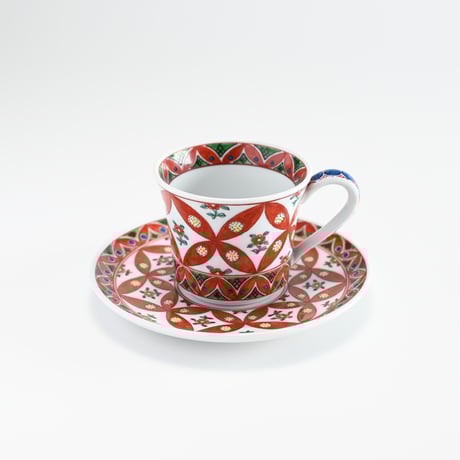 朱濃七宝小花コーヒーカップ