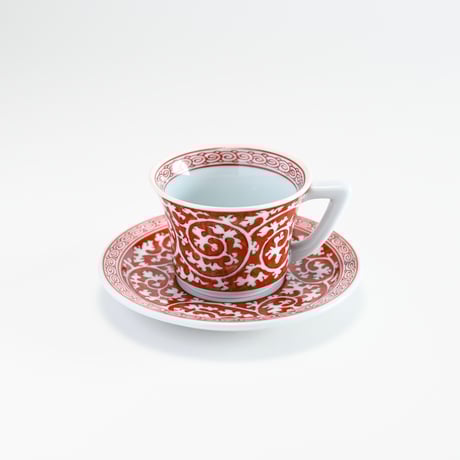 朱濃唐草コーヒーカップ