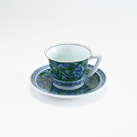 緑彩唐花コーヒーカップ