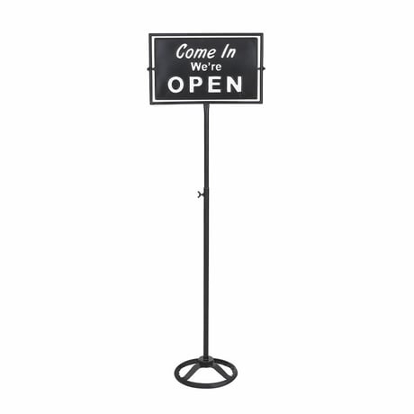 Spinner sign stand open-closed
