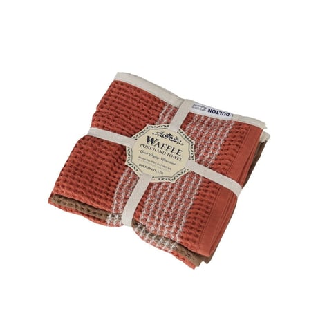 S/3 Waffle indie hand towel Red&Brown