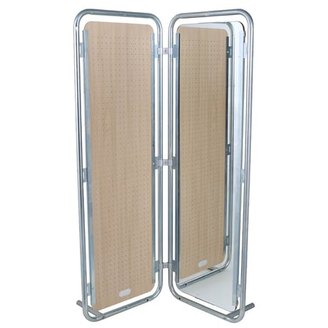 STEEL FRAME MIRROR WITH PEGBOARD