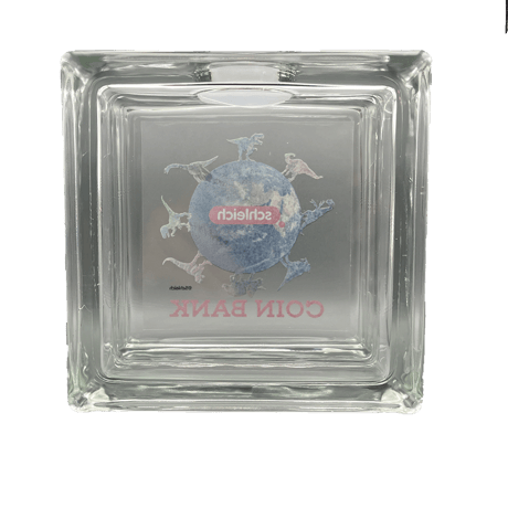 GLASS BLOCK BANK DINOSAUR / DINO EARTH