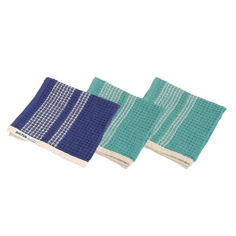 S/3 Waffle indie hand towel Gray green&Blue