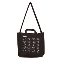 2way tote bag　Black / 恐竜シルエットMIX