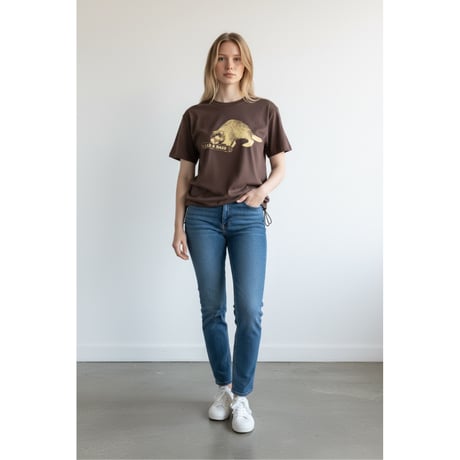 L&B Relax fit Beaver T-Shirt / Dark Chocolate