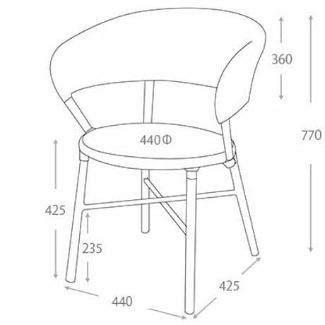 Aluminum roundish chair     Blue/Yellow