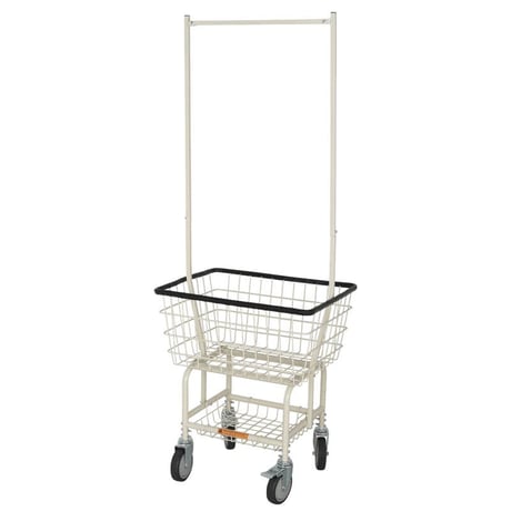 Laundry cart with pole racK   Ivory