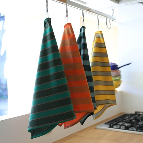 KITCHEN CLOTH BORDER BROWN/GREEN
