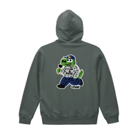 "CHARR" L&B Dinosaur Hoodie / Stone Green